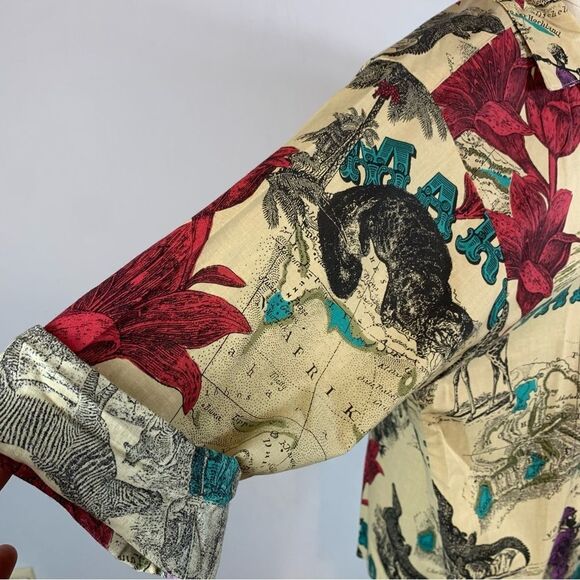 Vintage 80’s Art to Wear Novelty Print Button Front Top Size 24W Plus Size - Picture 9 of 11